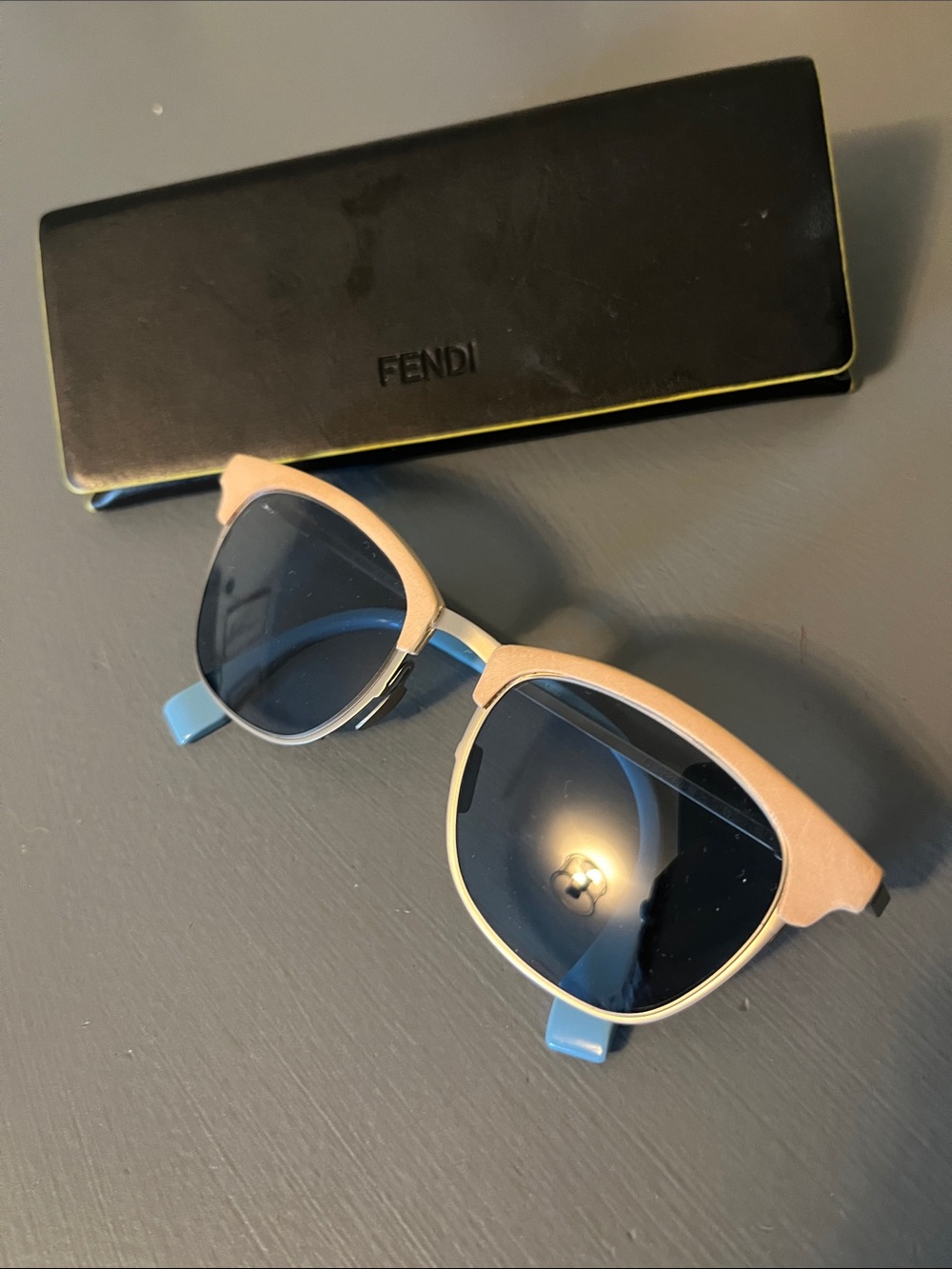 Fendi Two-Tone Cat Eye Sunglasses - blue tinted lenses
